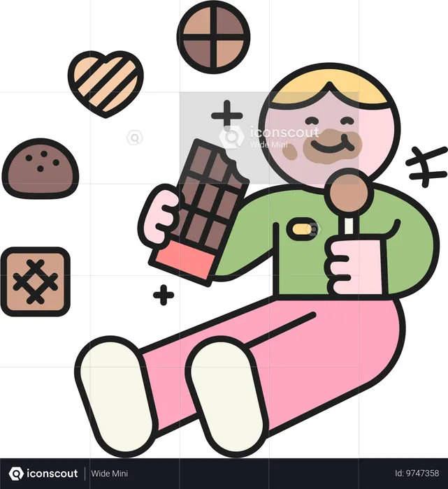 Enfant mangeant du chocolat  Illustration