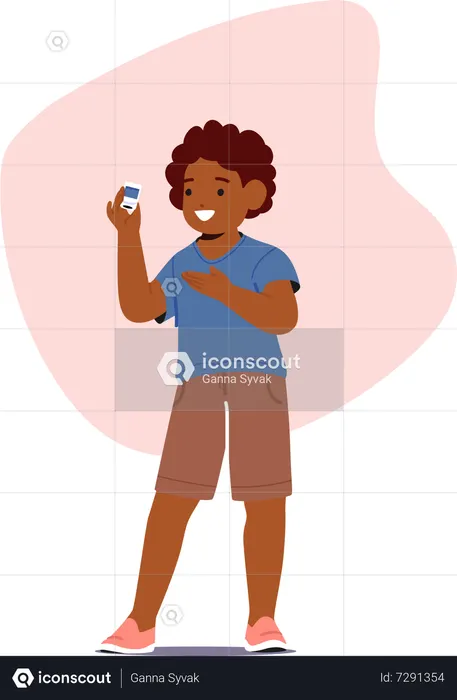 Un enfant mesure sa glycémie avec un glucomètre  Illustration