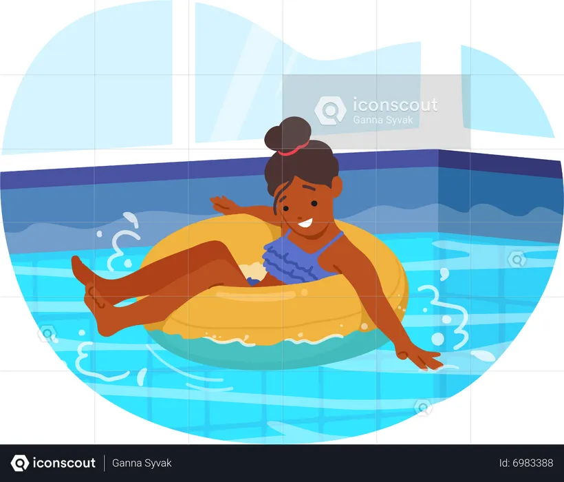 Enfant nageant dans la piscine  Illustration