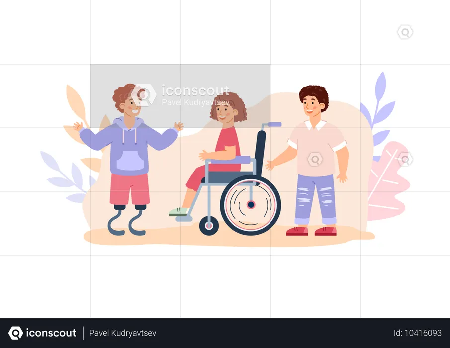 Enfants en bonne santé et handicapés  Illustration