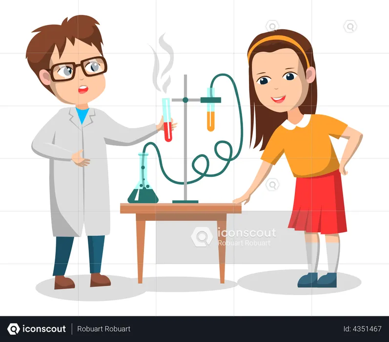 Enfants faisant du matériel de laboratoire  Illustration