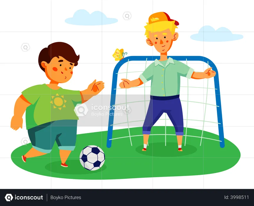 Enfants jouant au football  Illustration