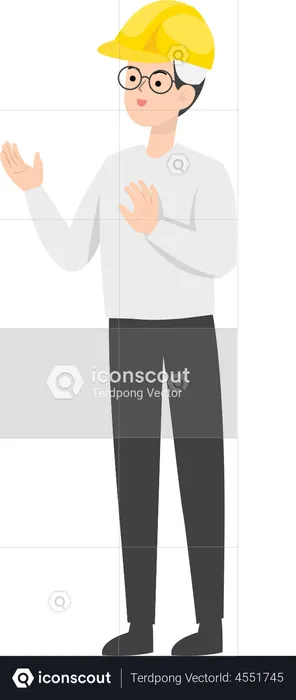 Engenheiro mostrando gesto de parada  Ilustração