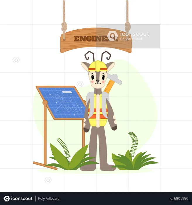 Engineer deer  Illustration