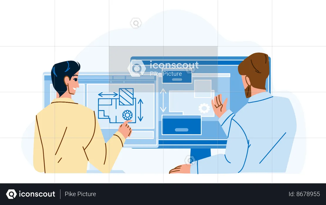 Engineer Design Apartment Plan Together  Illustration