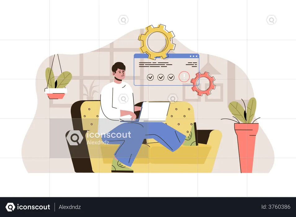 Engineer doing software testing  Illustration