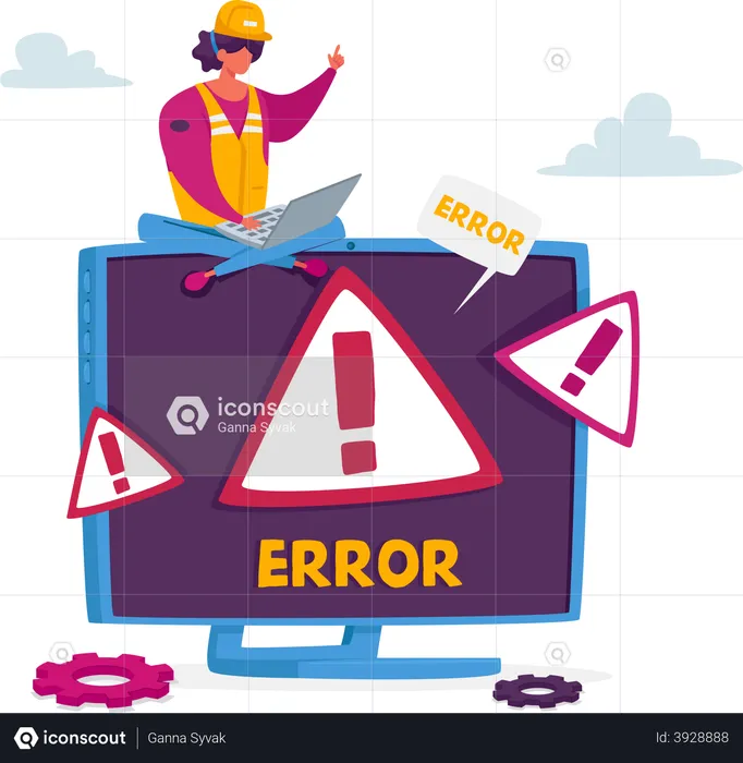 Engineer fixing error  Illustration