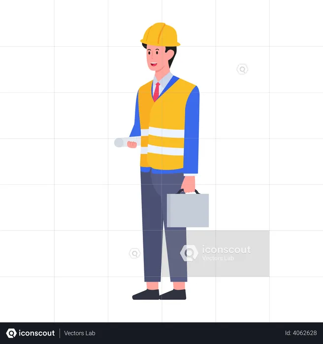 Engineer holding briefcase  Illustration
