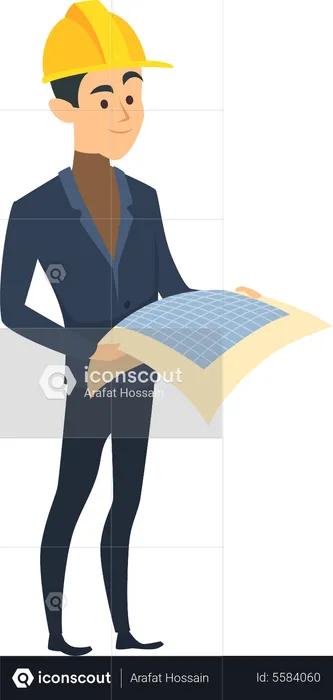 Engineer looking at building plan  Illustration