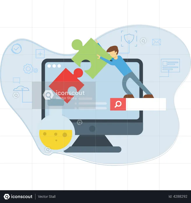Engineer solving website problem  Illustration