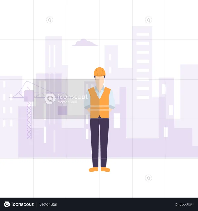 Engineer standing on construction site  Illustration