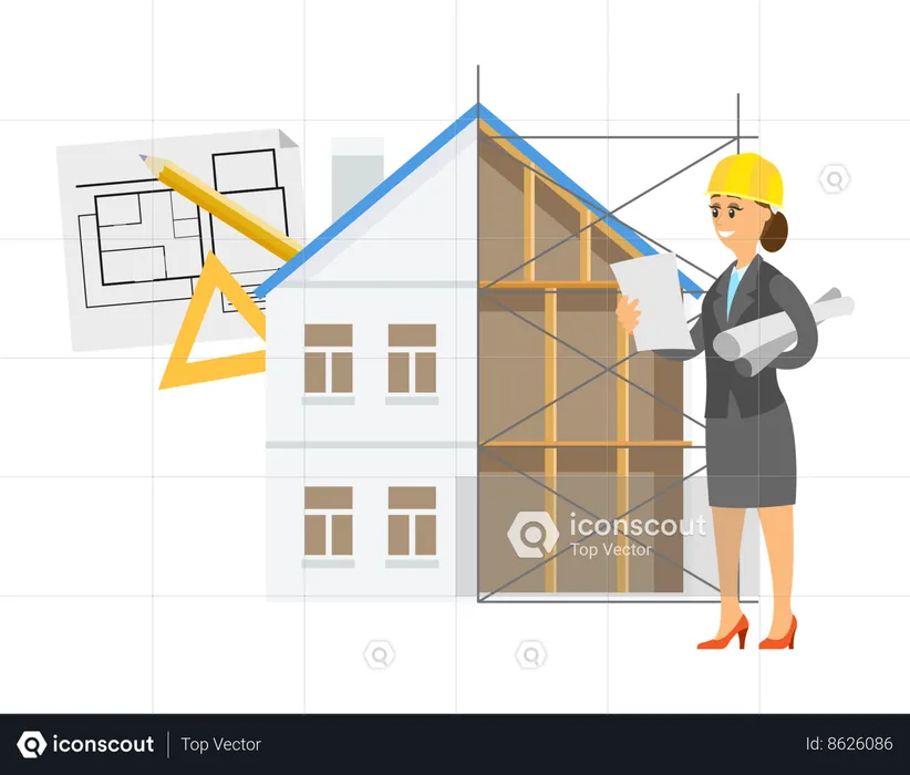 Engineer working on construction site  Illustration