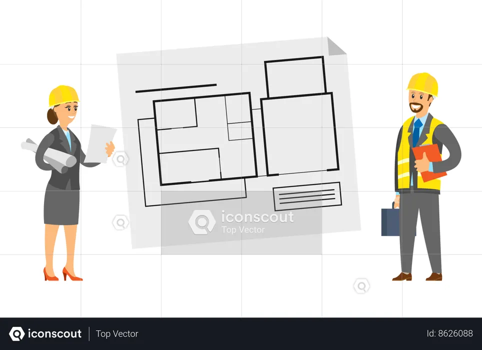 Engineer working on construction site  Illustration
