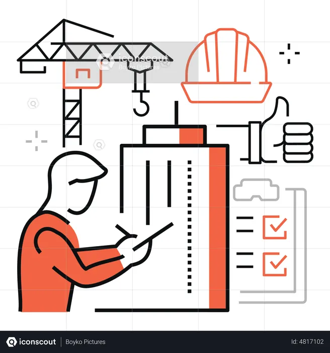 Engineer working on Construction site  Illustration