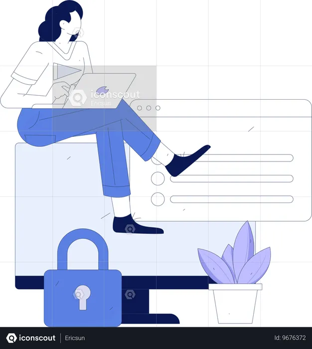 Engineer working on server security  Illustration