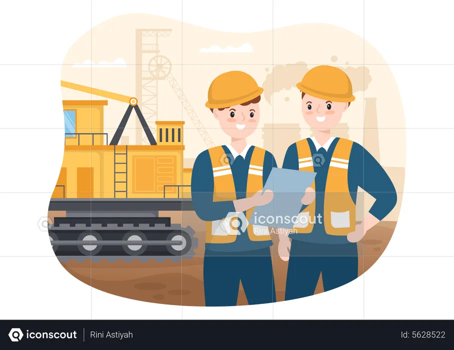 Engineers discussing about mine  Illustration