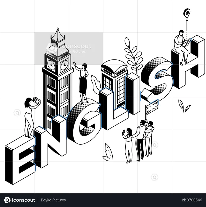 English language learning  Illustration