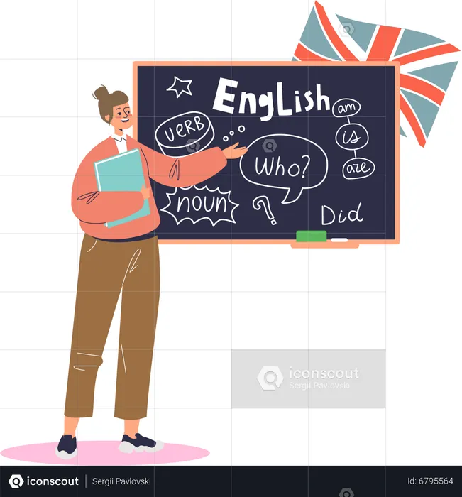 English teacher explaining language lesson  Illustration