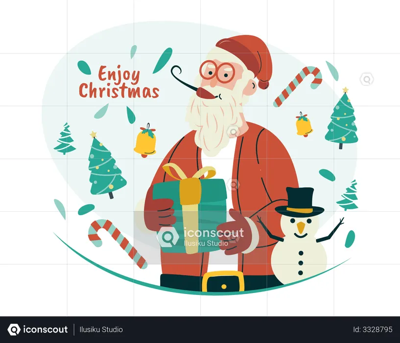 Enjoy Christmas with Santa Claus  Illustration