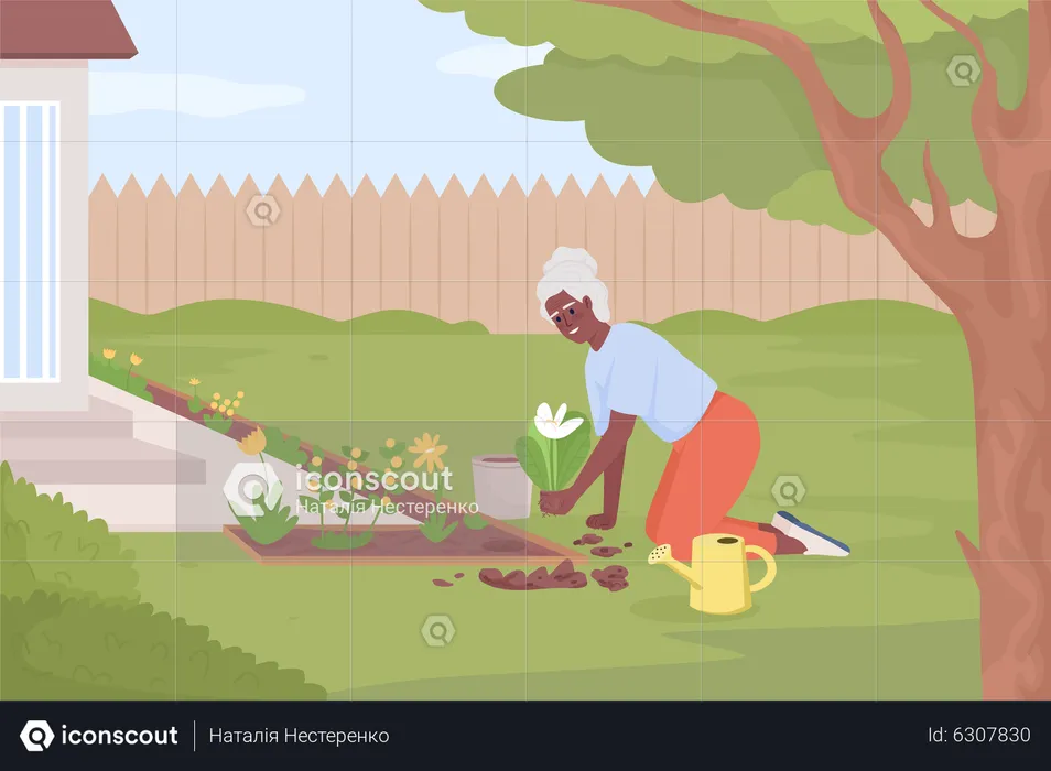 Enjoy gardening activity  Illustration