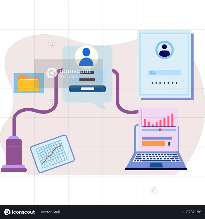 Enregistrement de compte sur ordinateur portable  Illustration