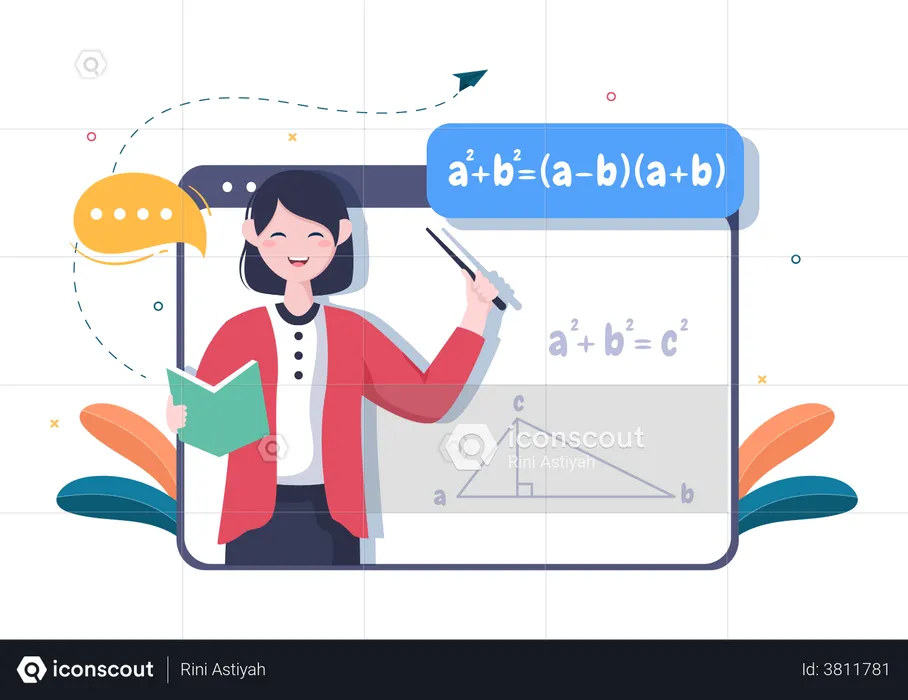 Enseñanza de matemáticas en línea  Ilustración