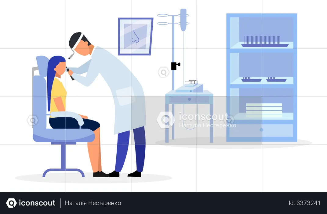 Premium Vector  Ent doctor scientist examine inflamed throat