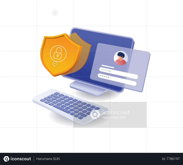Enter email password for personal account security  Illustration