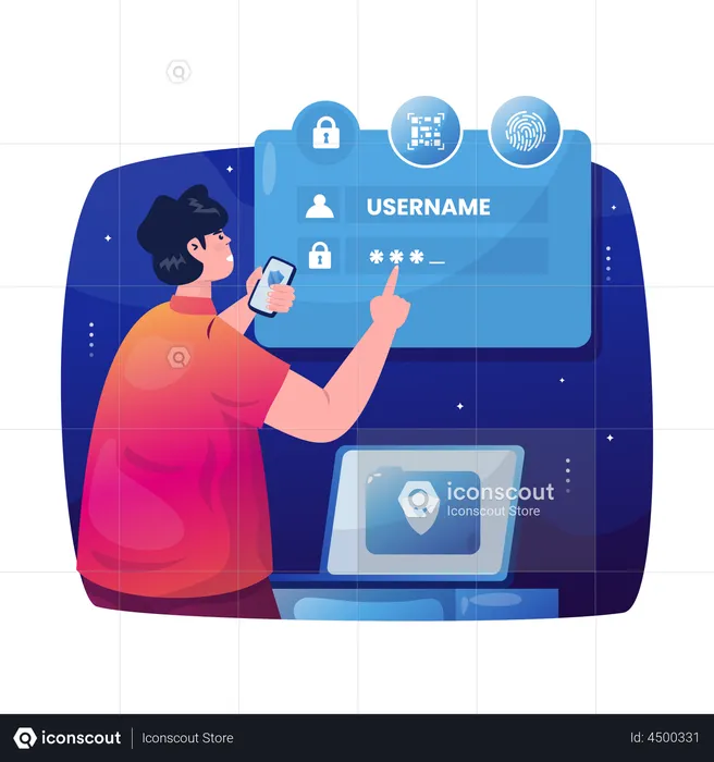 Enter login username and password  Illustration