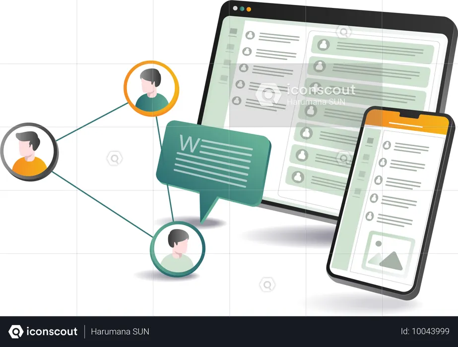 Enterprise Network Team Communication Application  Illustration