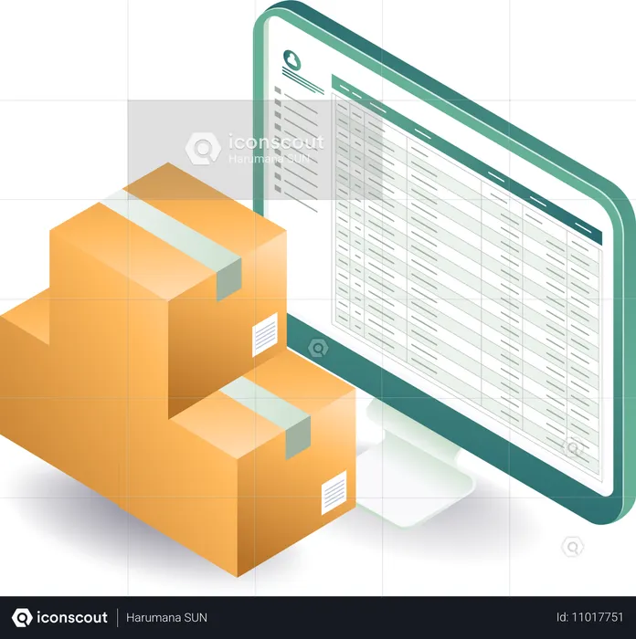 Entrega de datos informáticos y paquetes de mercancías  Ilustración