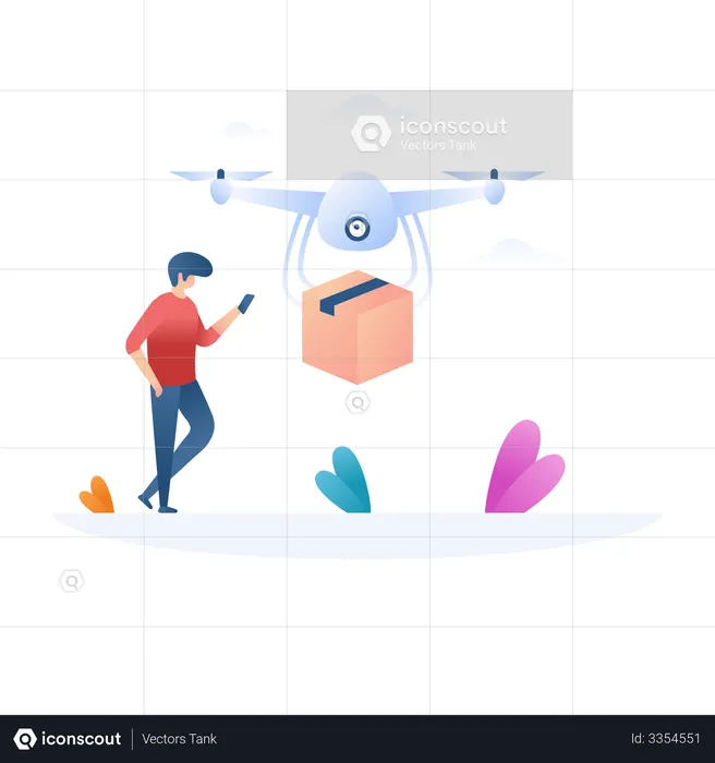 Entrega con drones  Ilustración