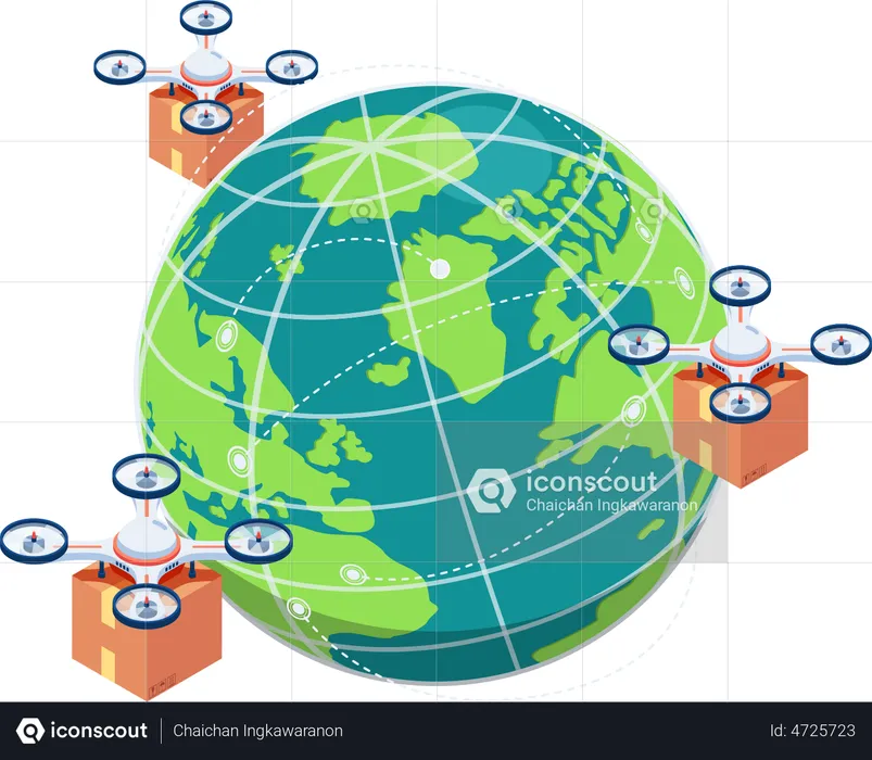 Entrega global de drones  Ilustração