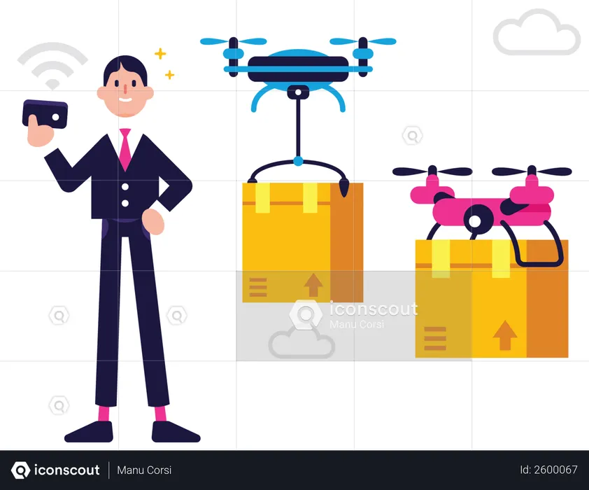 Entrega de drones  Ilustração