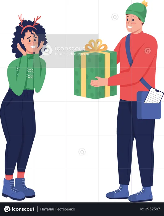 Entrega de presente de natal  Ilustração