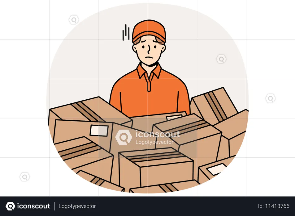 Entregador sofrendo de sobrecarga  Ilustração