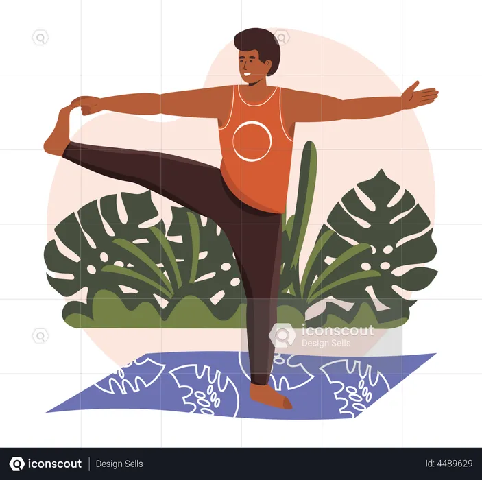 Entrenador de yoga masculino  Ilustración