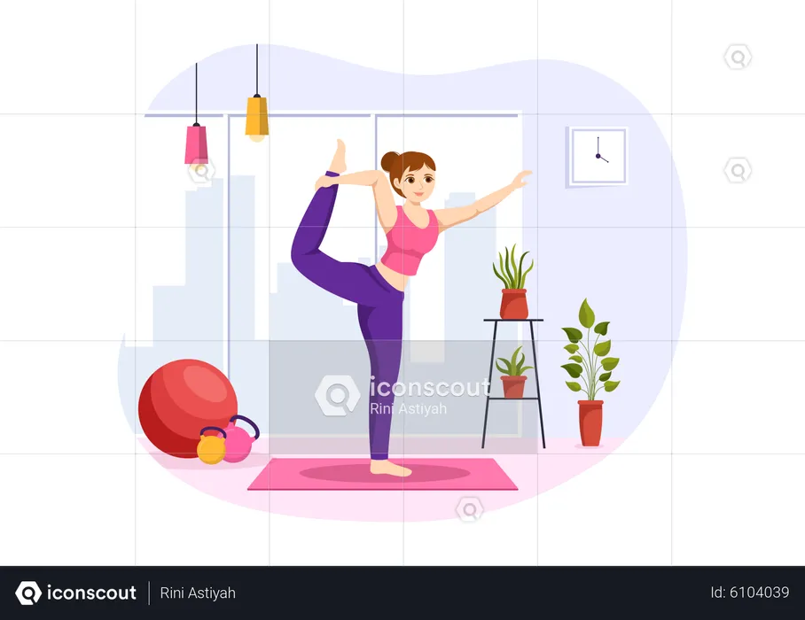 Entrenadora de yoga femenina  Ilustración