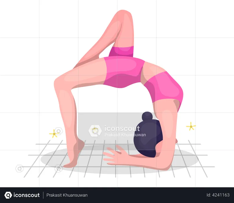 Entrenadora de yoga femenina haciendo yoga  Ilustración