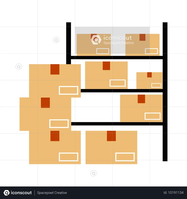 Rayonnage de stockage d'entrepôt pour colis  Illustration