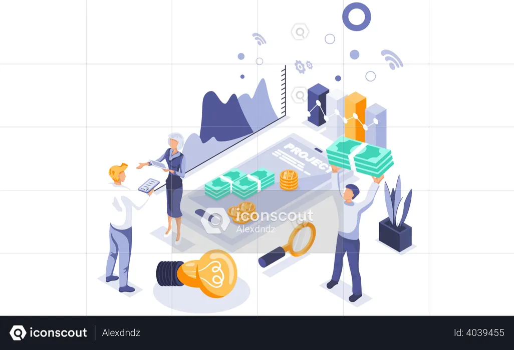 Entrepreneur analysant les finances  Illustration
