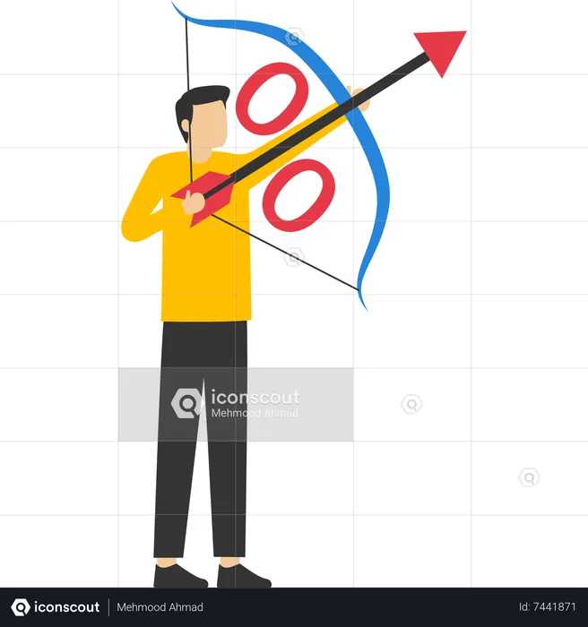 Entrepreneur archer percentage arrow high to sky  Illustration