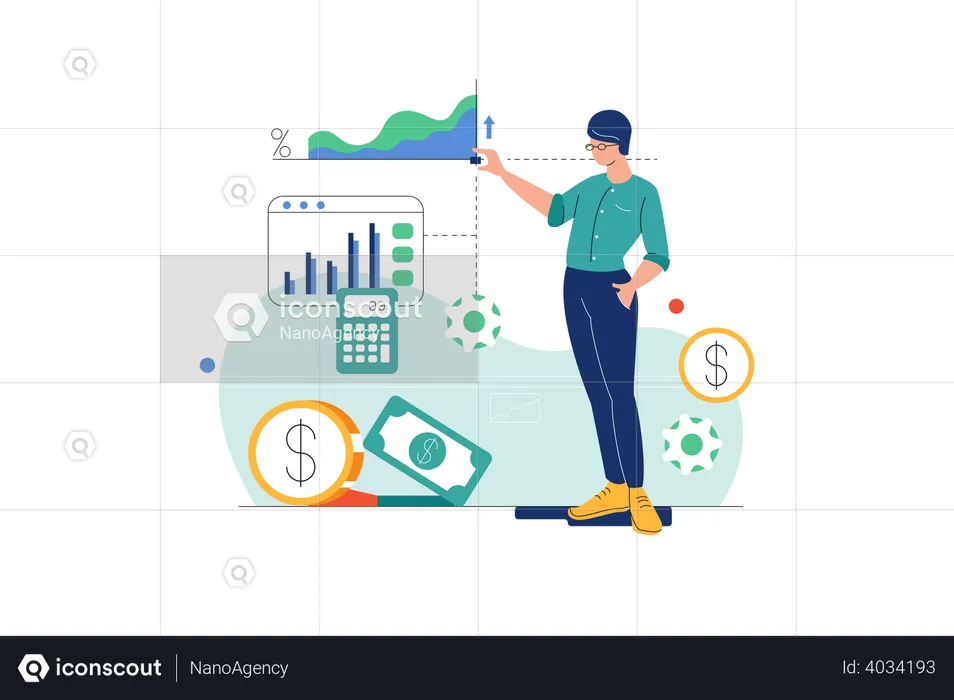 Entrepreneur calculant ses finances  Illustration