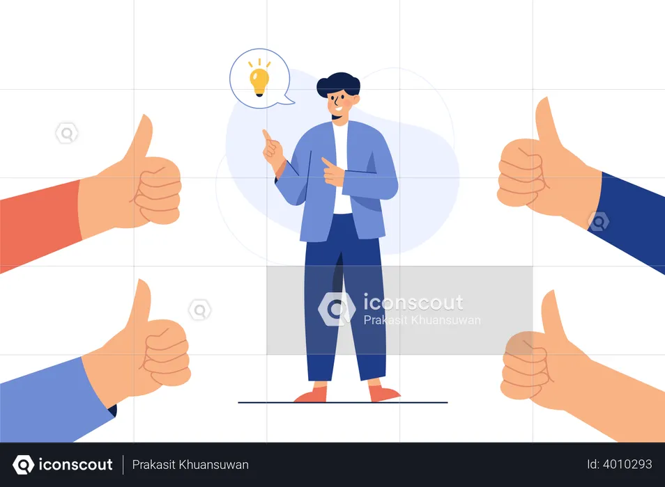 Entrepreneur getting business approval  Illustration