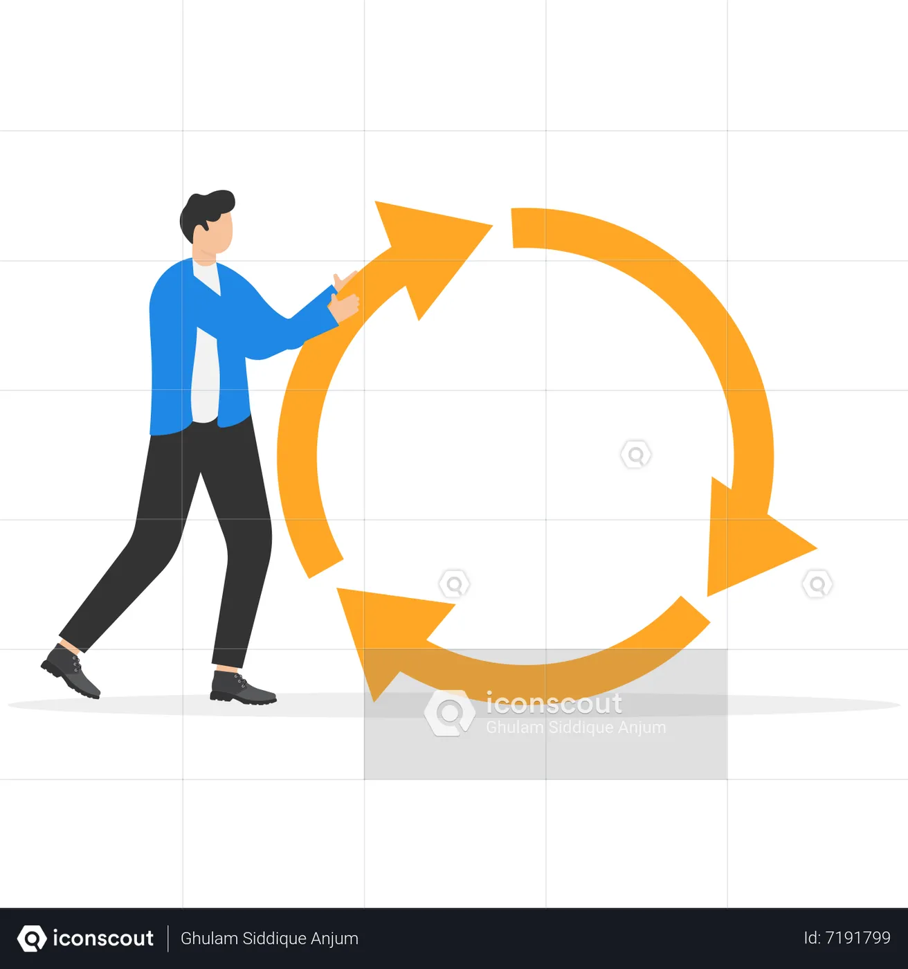 Entrepreneur Pushing Consistency Circle Symbol Uphill With Full Effort ...