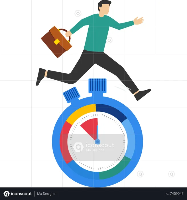 Entrepreneur quick to run and jump past countdown clock  Illustration