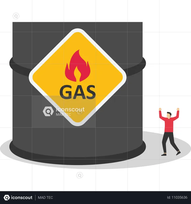 Entrepreneur thinking with big gas cylinder  Illustration