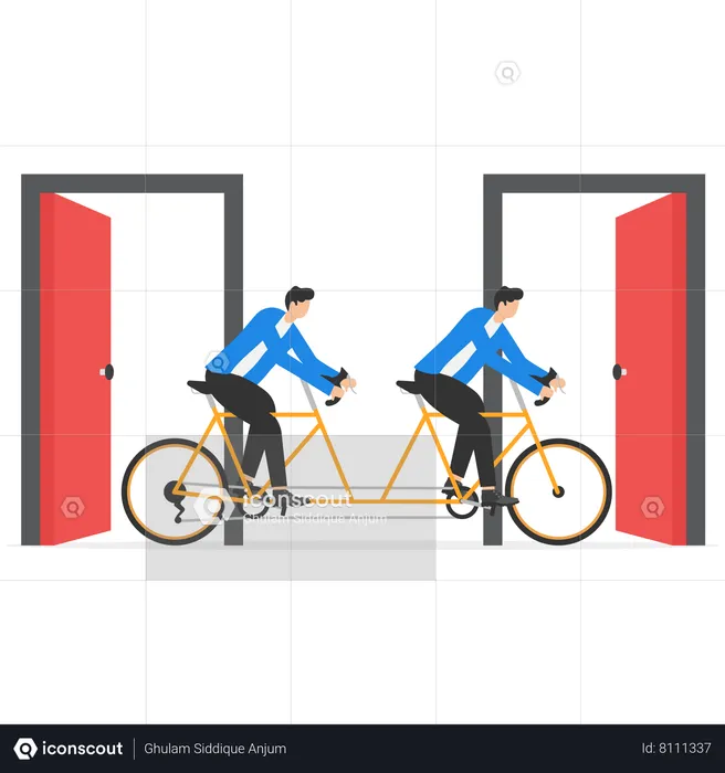 Équipe commerciale, équitation, tandem, vélo  Illustration