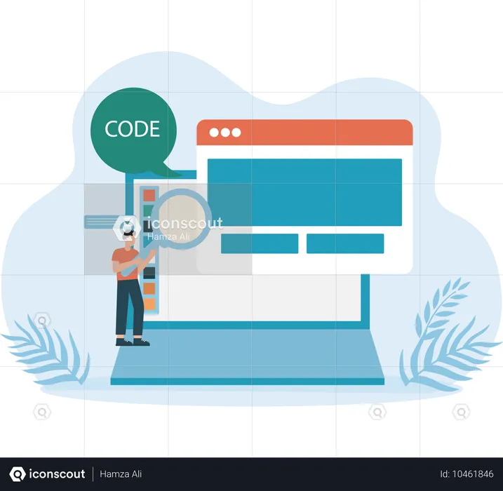 Entwickler führt Codeüberprüfung durch  Illustration