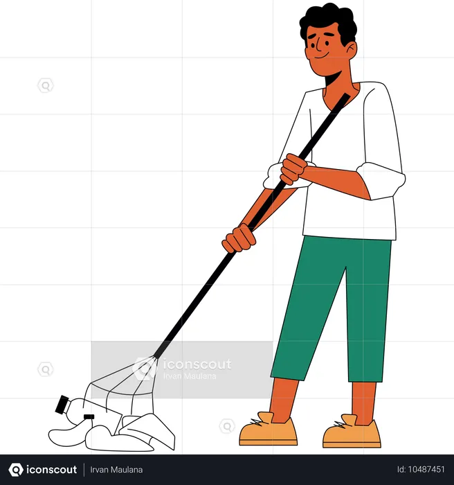 Environmentalists cleaning garbage from floor  Illustration